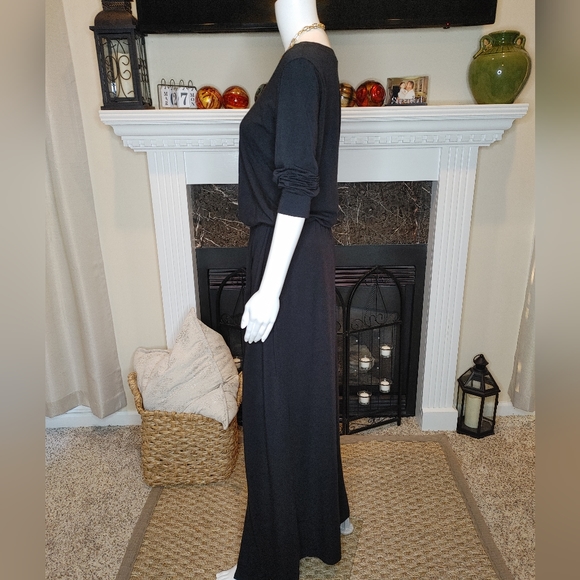 SPLENDID LONG SLEEVE MODAL & PIMA COTTON MAXI DRESS, BLACK M - Picture 7 of 12